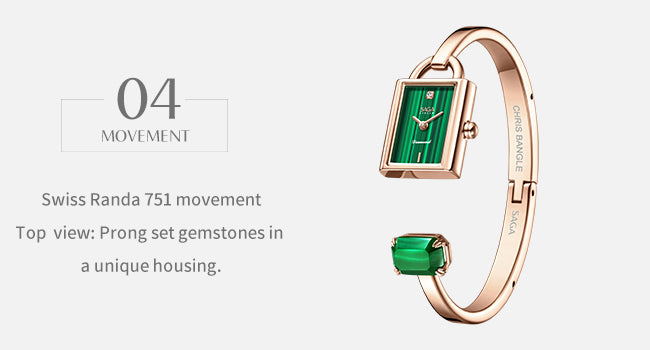 Square Lock Crystal Bangle Watch with Diamond