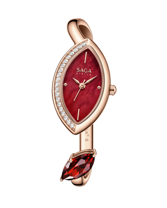 Four Seasons Women's Watch Leaf-Shaped Case, Zircon Accents