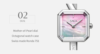 Light of Vendome Women's Luxury Cuff Bangle Quartz Watch