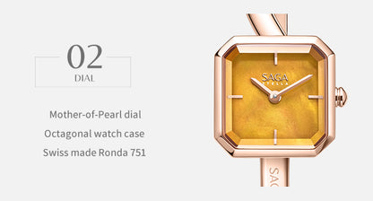 Light of Vendome Women's Luxury Cuff Bangle Quartz Watch