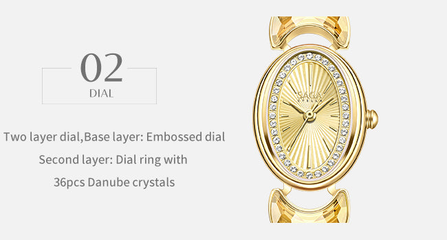 Luna Moon-Shaped Bracelet Watch with Danube Crystals