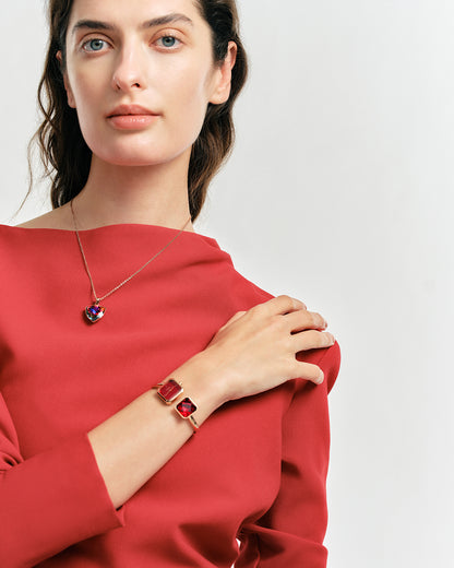Light of Vendome Cuff Bangle Watch - Ruby Red (S size)