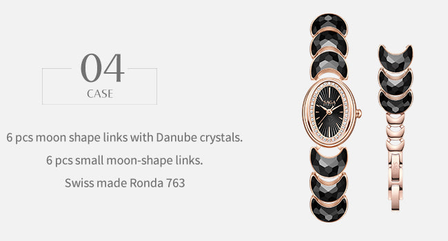 Luna Moon-Shaped Bracelet Watch with Danube Crystals