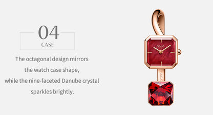 Light of Vendome Cuff Bangle Watch - Ruby Red (S size)