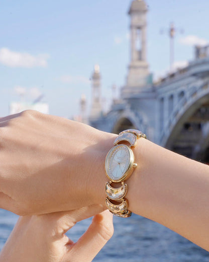 Luna Moon-Shaped Bracelet Watch with Danube Crystals