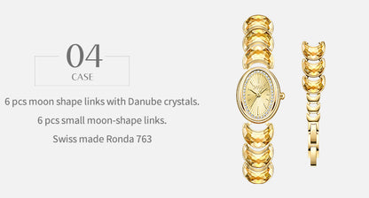 Luna Moon-Shaped Bracelet Watch with Danube Crystals