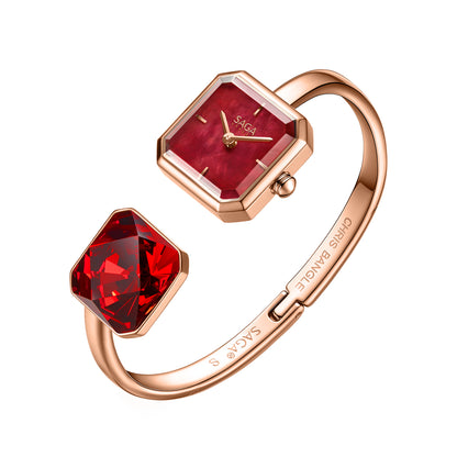 Light of Vendome Cuff Bangle Watch - Ruby Red (S size)