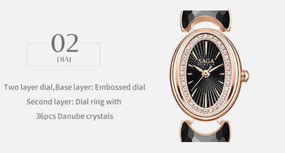 Luna Moon-Shaped Bracelet Watch with Danube Crystals