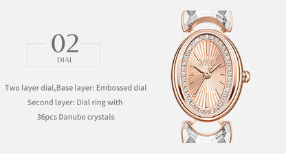 Luna Moon-Shaped Bracelet Watch with Danube Crystals