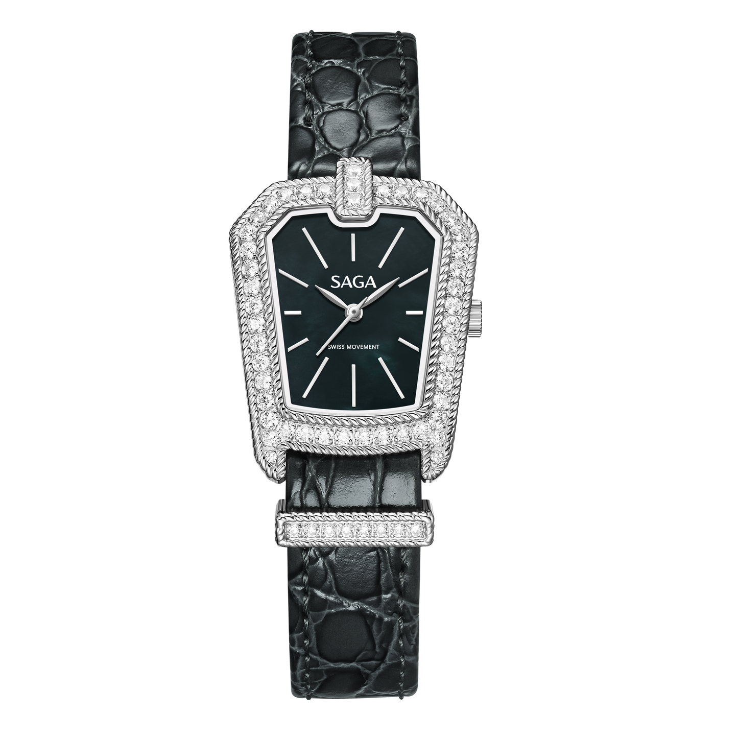 Downtown Night Ladies Quartz Watch with Zircon Accents