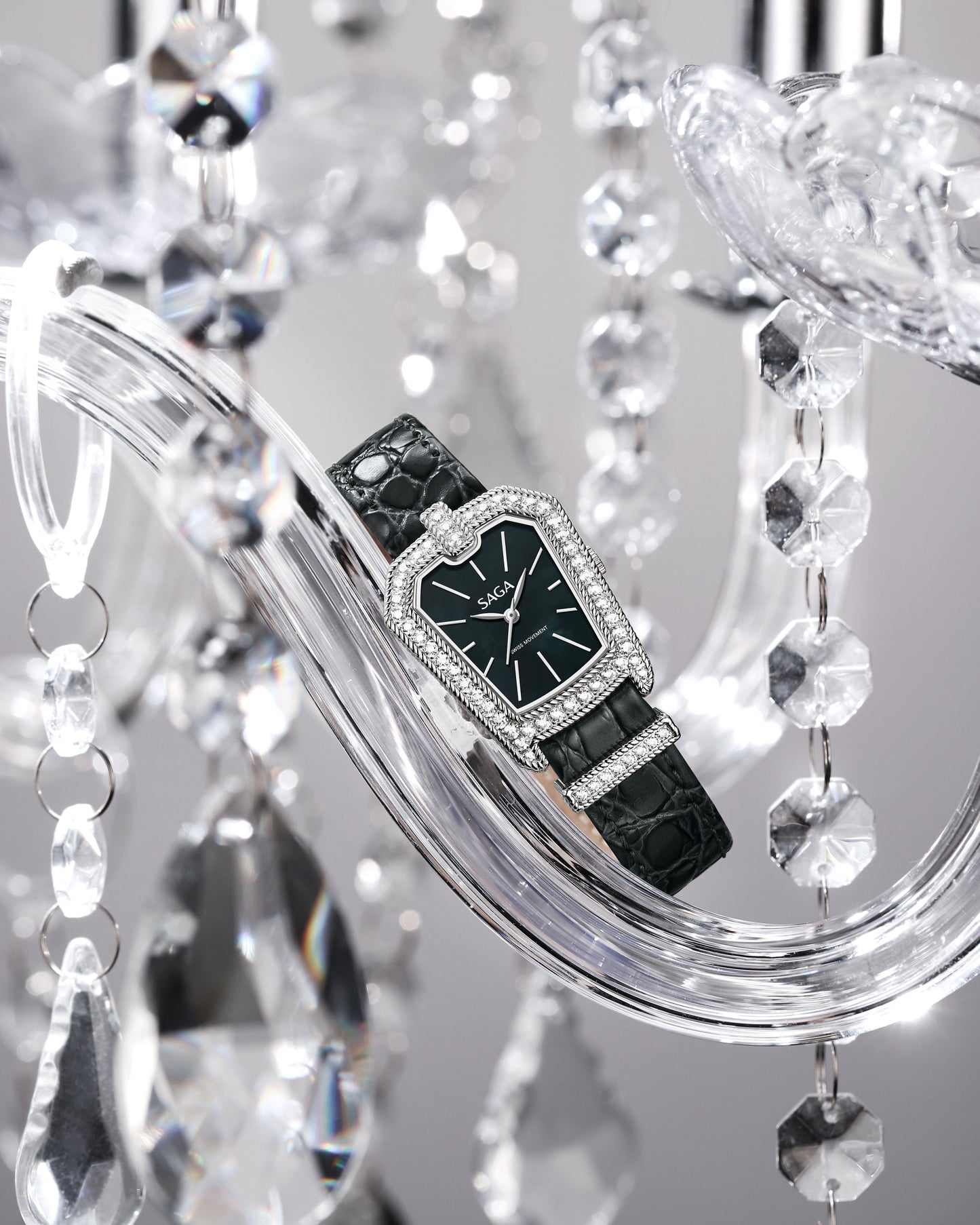 Downtown Night Ladies Quartz Watch with Zircon Accents