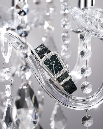 Downtown Night Ladies Quartz Watch with Zircon Accents