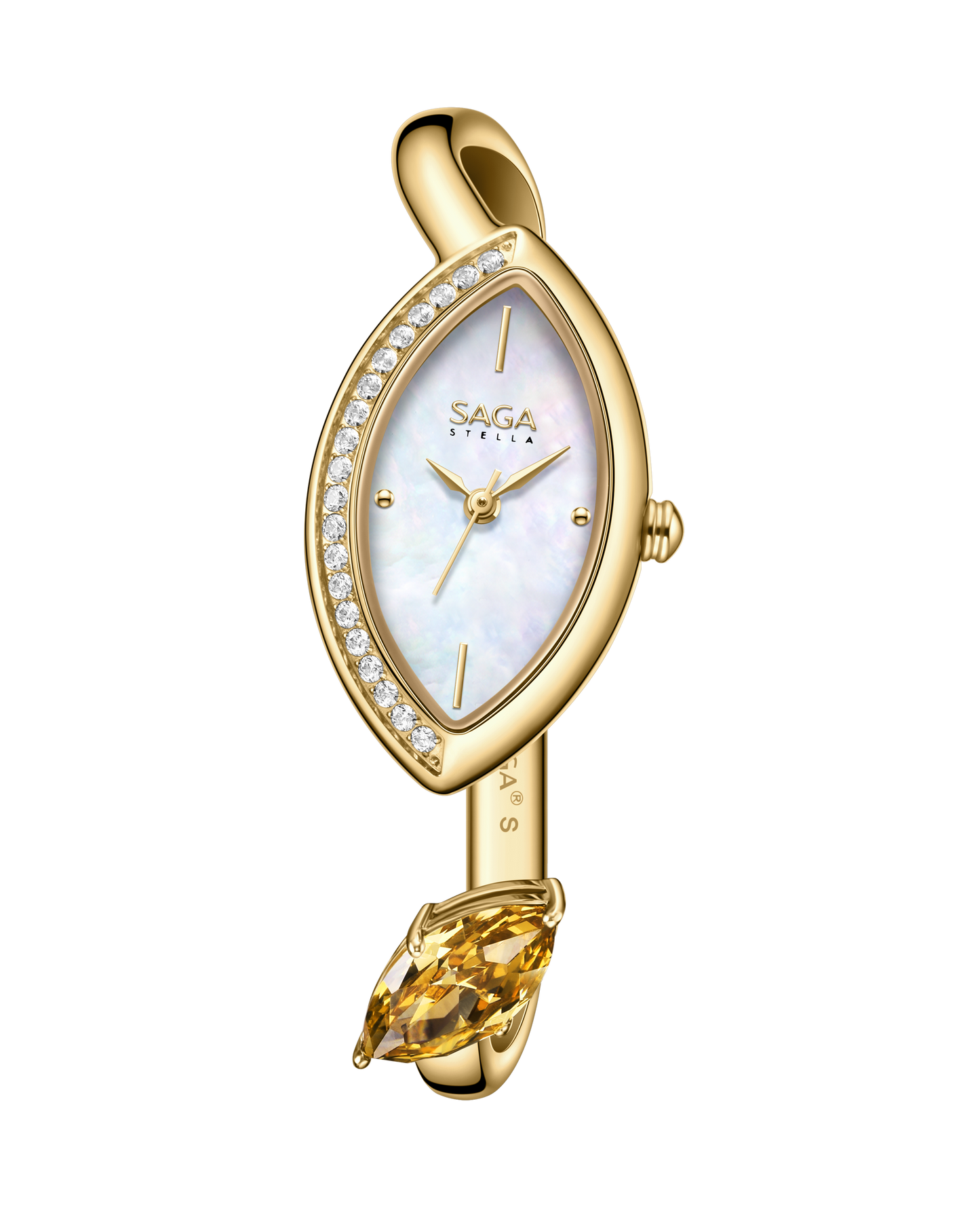 Four Seasons Women's Watch Leaf-Shaped Case, Zircon Accents