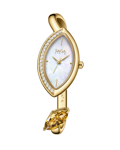 Four Seasons Women's Watch Leaf-Shaped Case, Zircon Accents