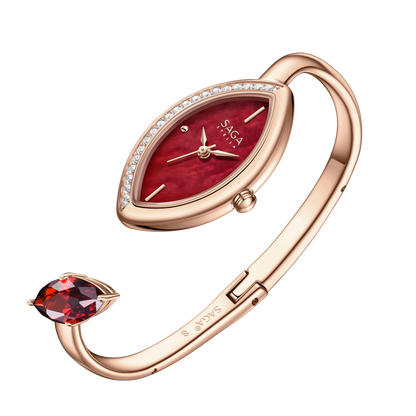 Four Seasons Women's Watch Leaf-Shaped Case, Zircon Accents