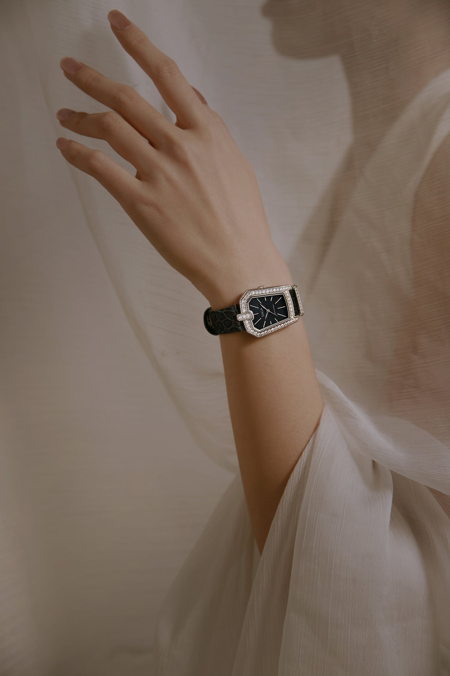 Downtown Night Ladies Quartz Watch with Zircon Accents