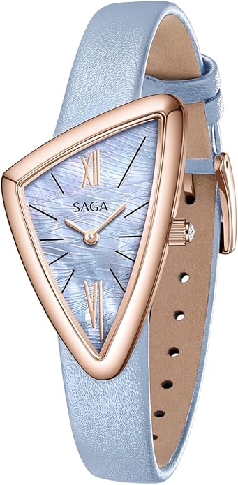 SAGA Sailboat Triangular Women's Watch — Blue Mother of Pearl / Rose Gold