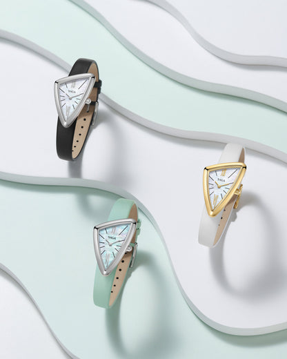 SAGA Sailboat Triangular Women's Watch — Blue Mother of Pearl / Rose Gold