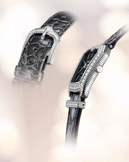 Downtown Night Ladies Quartz Watch with Zircon Accents
