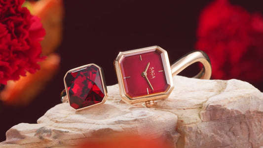 Light of Vendome Cuff Bangle Watch - Ruby Red (S size)