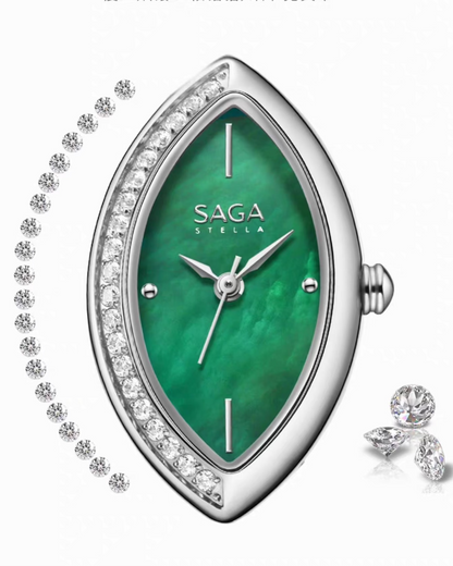 Four Seasons Women's Watch Leaf-Shaped Case, Zircon Accents