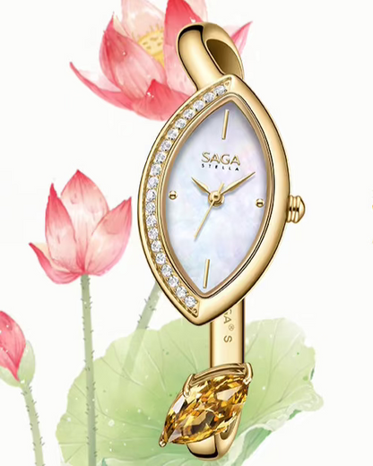 Four Seasons Women's Watch Leaf-Shaped Case, Zircon Accents