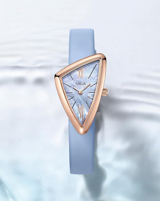 SAGA Sailboat Triangular Women's Watch — Blue Mother of Pearl / Rose Gold