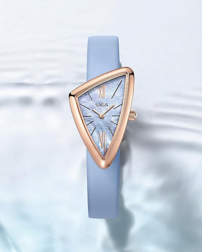 SAGA Sailboat Triangular Women's Watch — Blue Mother of Pearl / Rose Gold