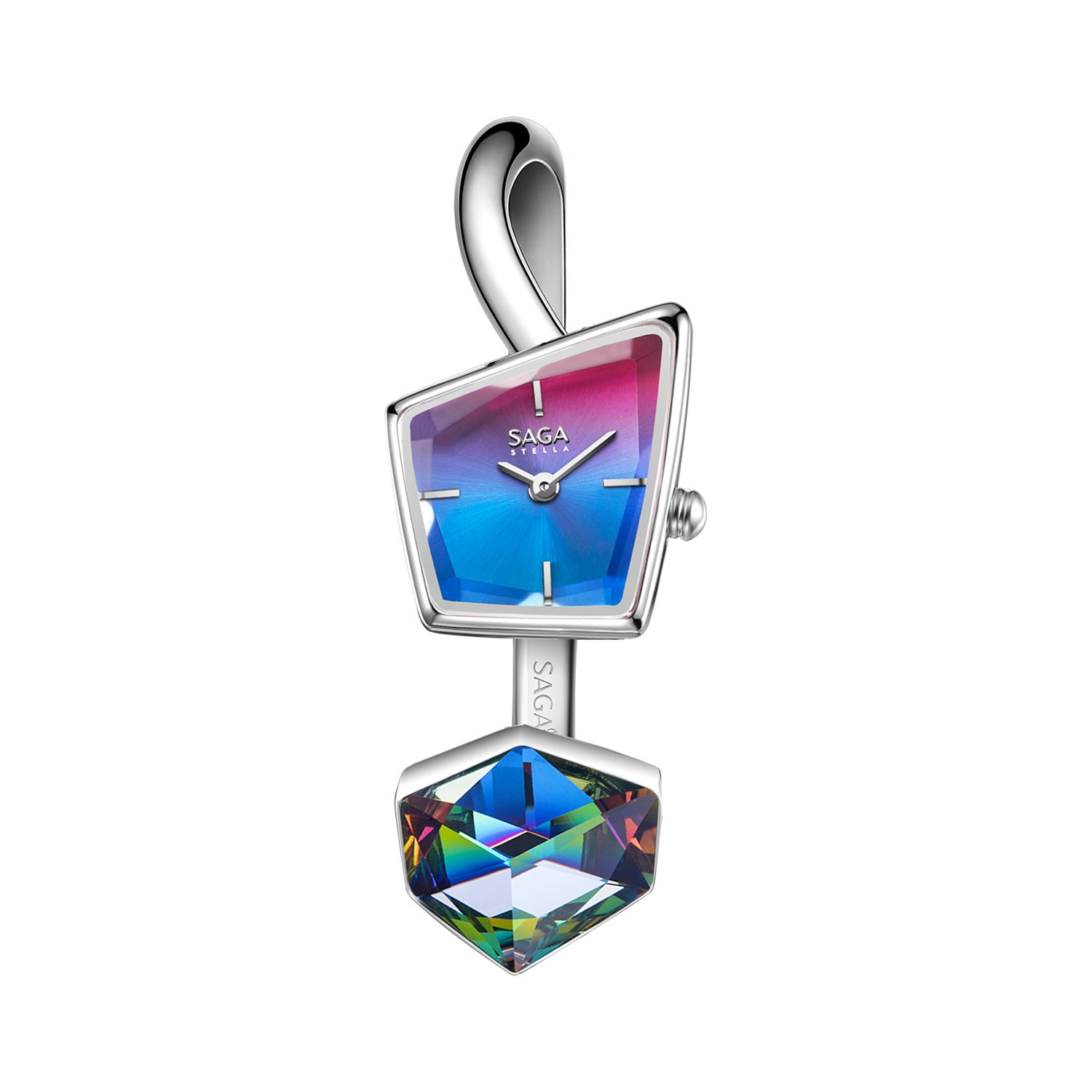 Illusion Crystal Bangle Watch - Silver/Illusory Crystal
