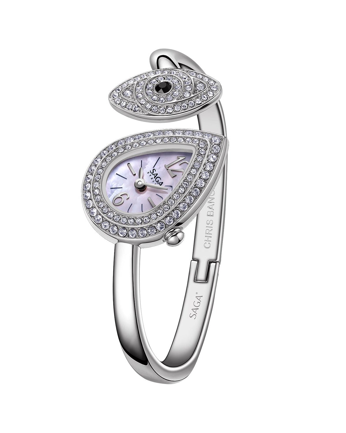 SAGA Angel's Eye Crystal Bracelet Watch — Silver White - Image 2