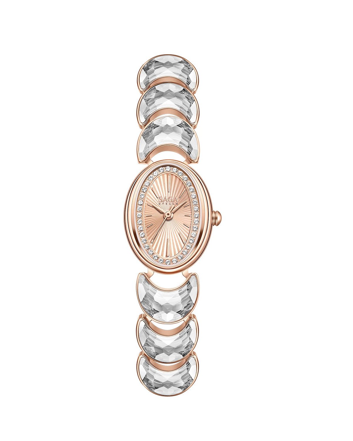 Luna Moon-Shaped Crystals Bracelet Watch - Rose Gold - Image 2 Luna Moon-Shaped Crystals Bracelet Watch - Rose Gold - Image 2