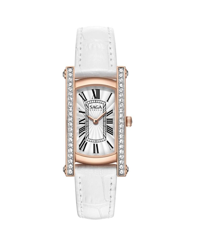 Classic Square Crystal Watch Silver White — white/rose gold