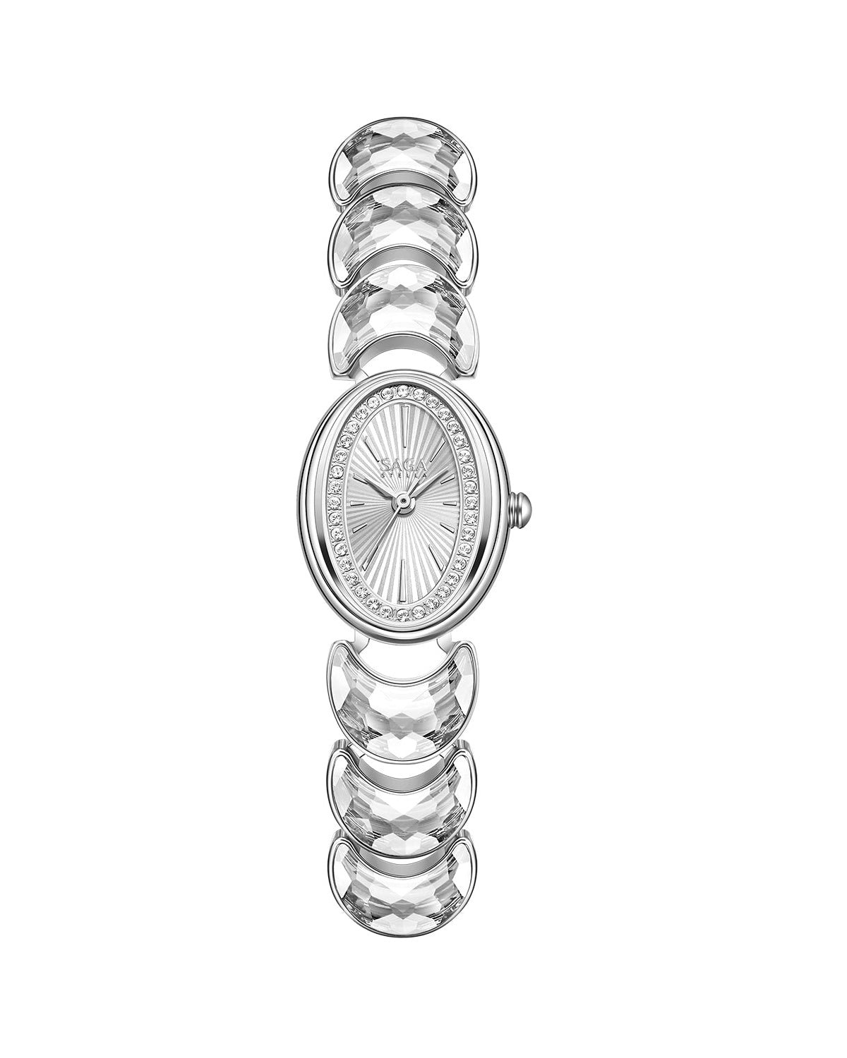 Luna Moon-Shaped Crystals Bracelet Watch - Silver - Image 2 Luna Moon-Shaped Crystals Bracelet Watch - Silver - Image 2