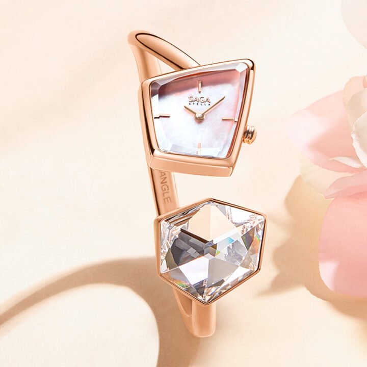 Illusion Crystal Bangle Watch - Rose Gold/ Clear Crystal