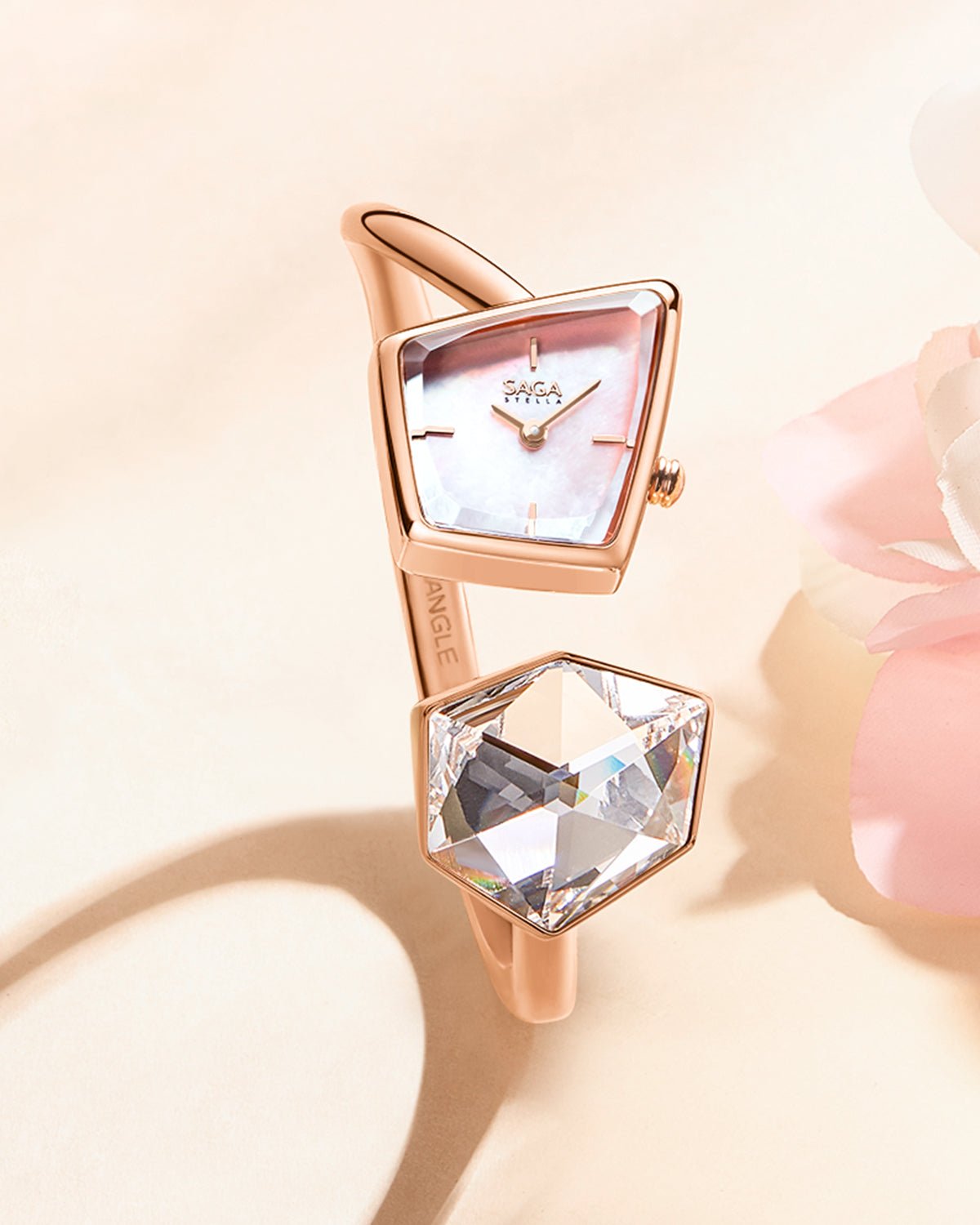 Illusion Crystal Bangle Watch - Rose Gold/ Clear Crystal