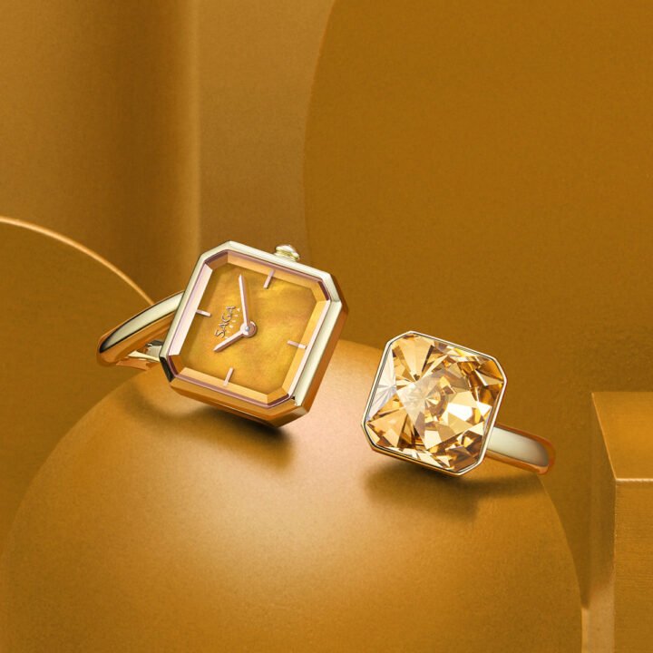 Light of Vendome Cuff Bangle Watch - Orange Gold