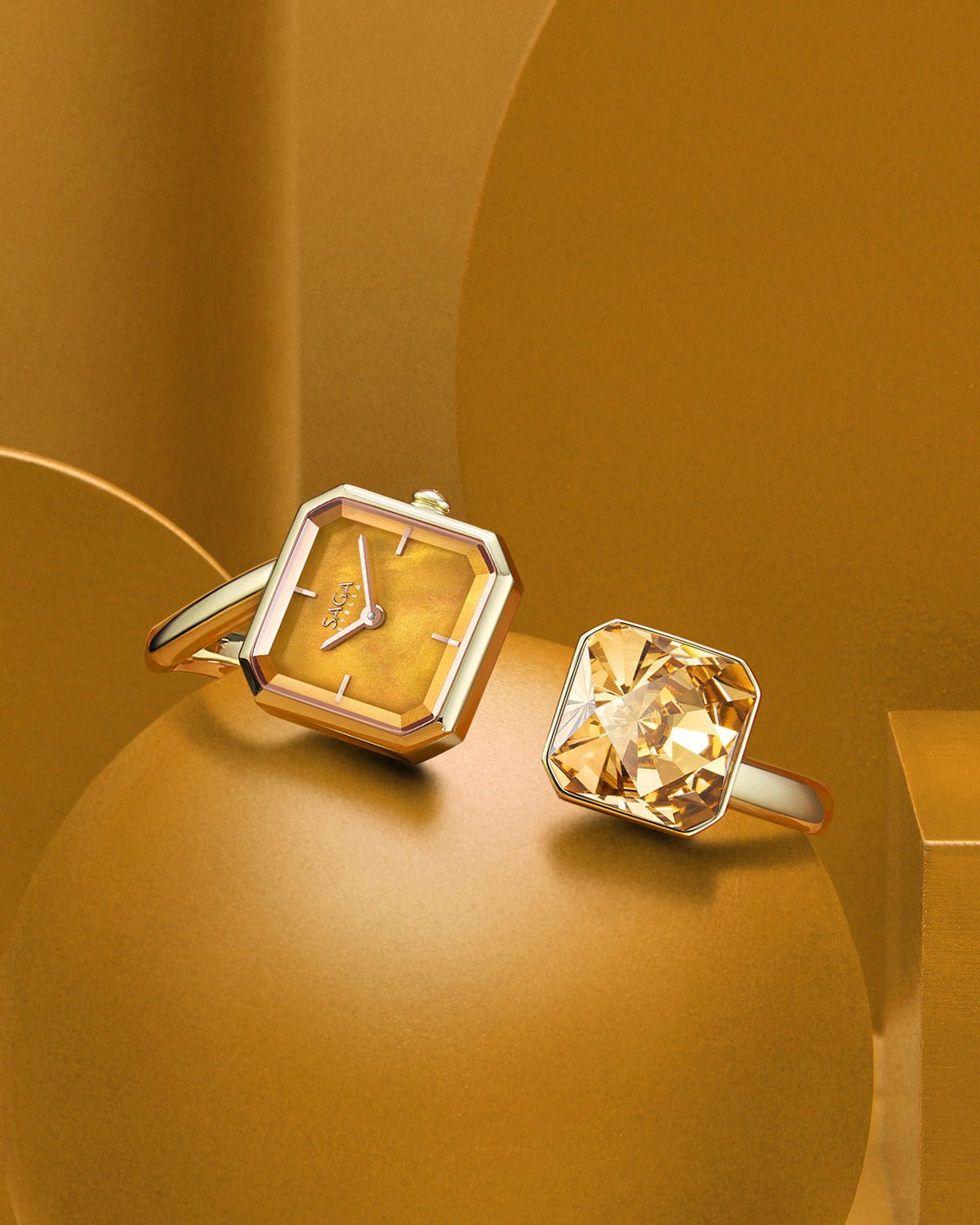 Light of Vendome Cuff Bangle Watch - Orange Gold