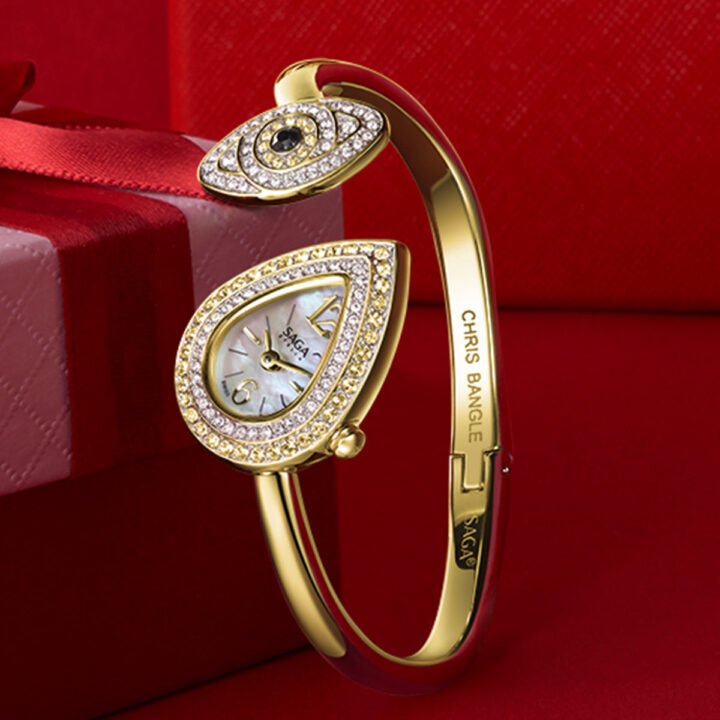 SAGA Angel's Eye Crystal Bracelet Watch — Gold