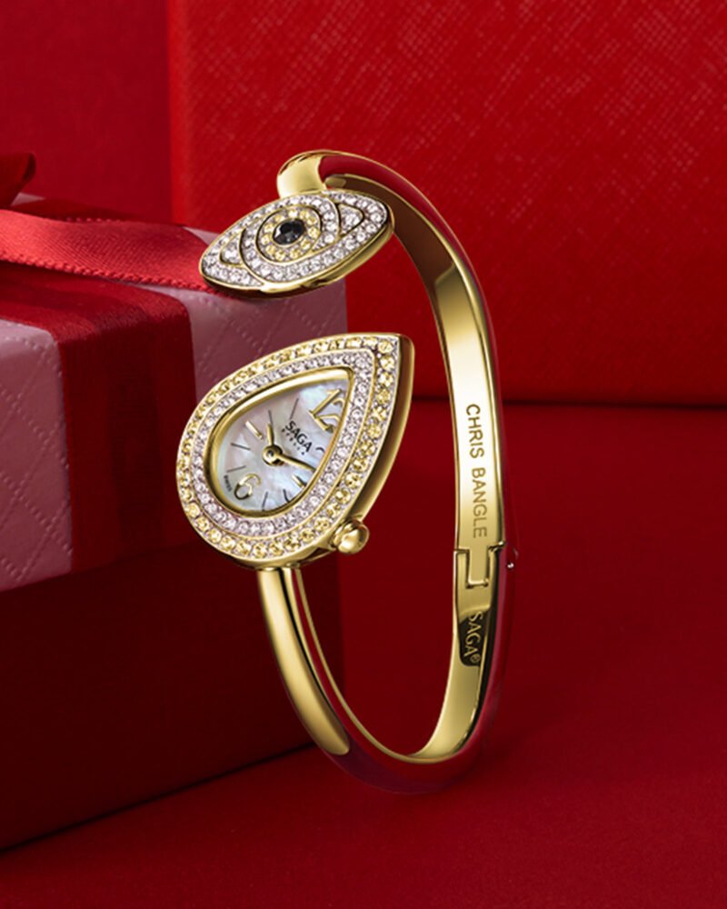 SAGA Angel's Eye Crystal Bracelet Watch — Gold