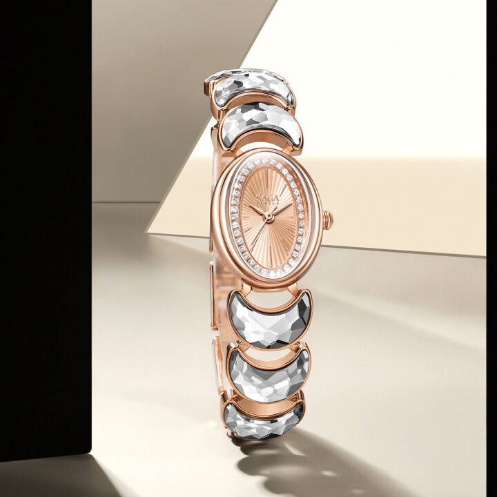 Luna Moon-Shaped Crystals Bracelet Watch - Rose Gold