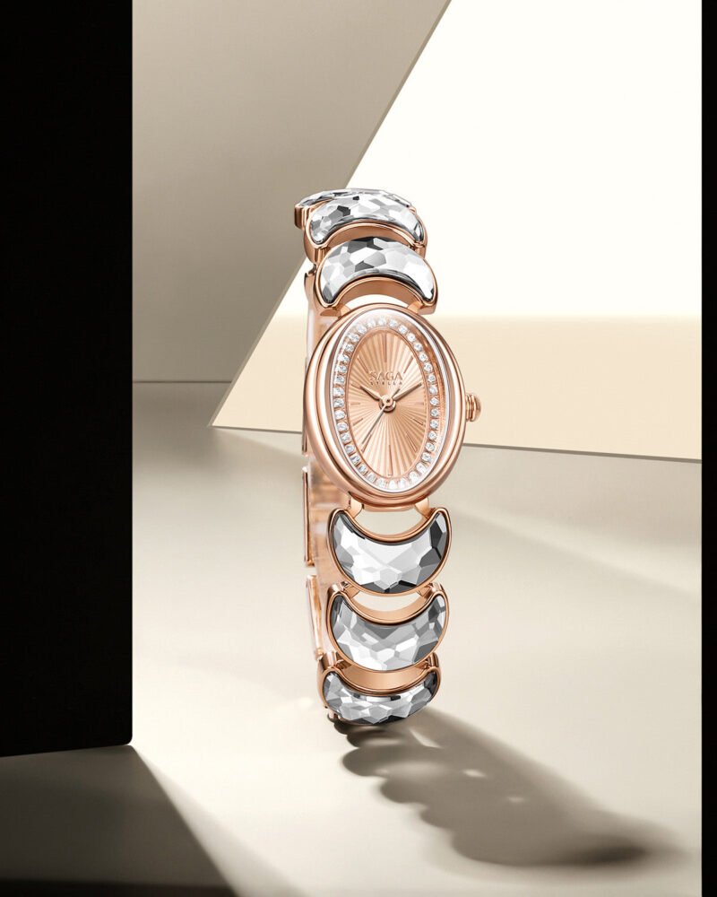 Luna Moon-Shaped Crystals Bracelet Watch - Rose Gold
