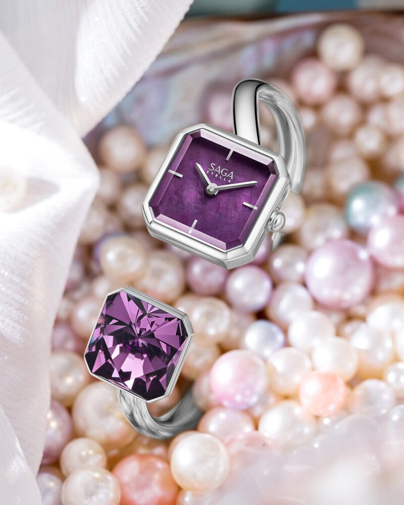 Light of Vendome Cuff Bangle Watch - Purple