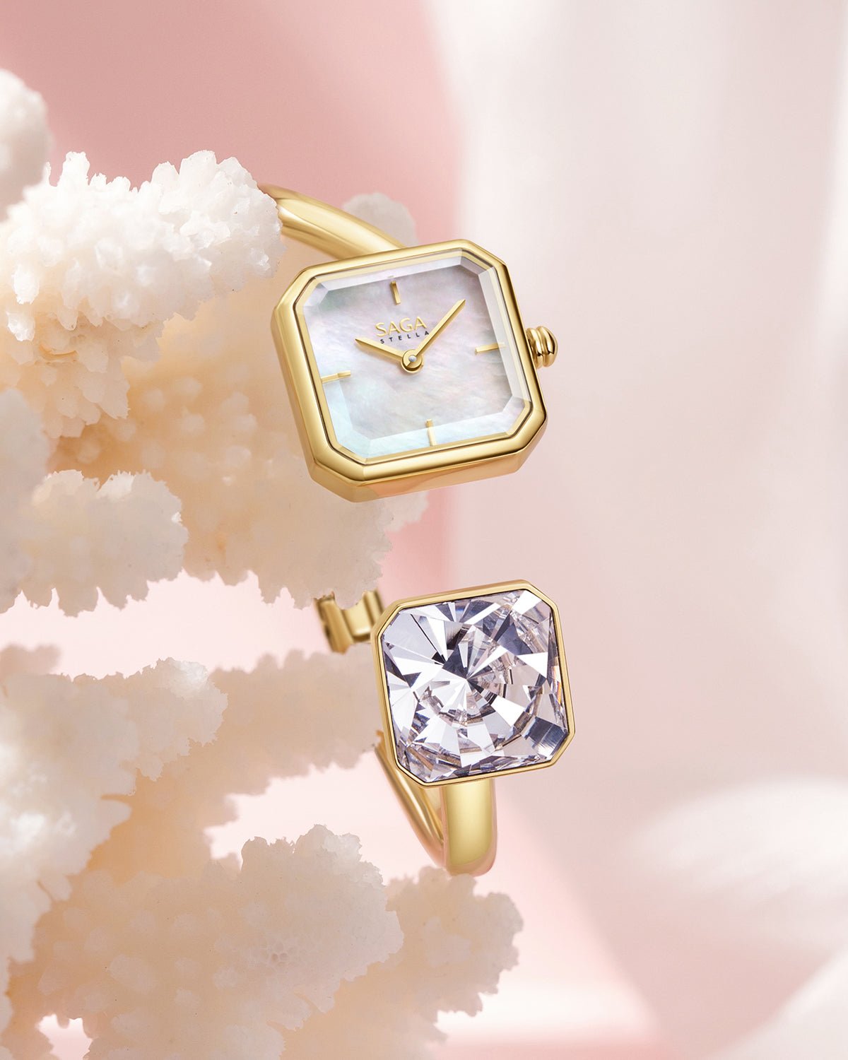Light of Vendome Cuff Bangle Watch - Pearl/Gold