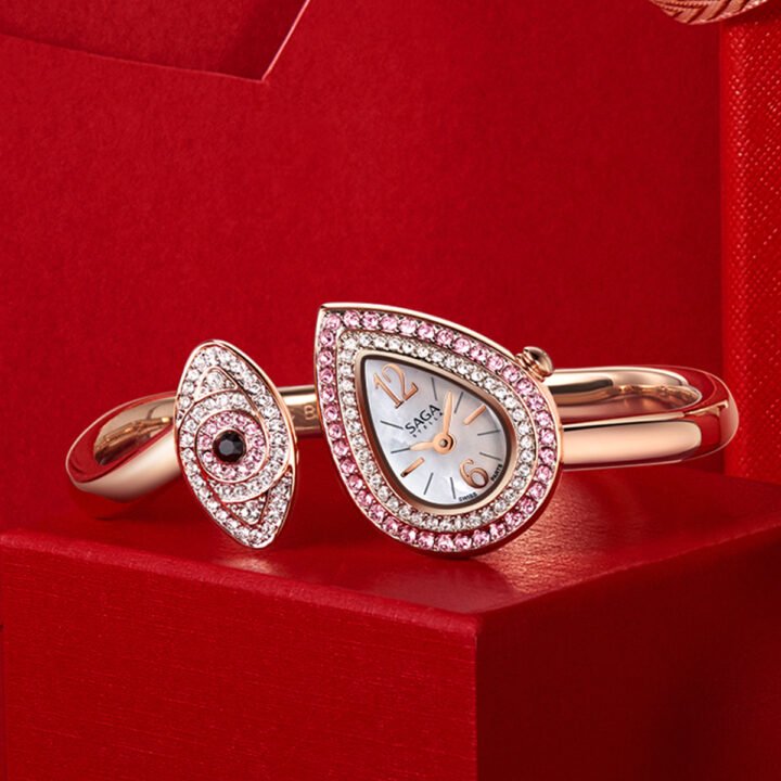 SAGA Angel's Eye Crystal Bracelet Watch — Rose Pink