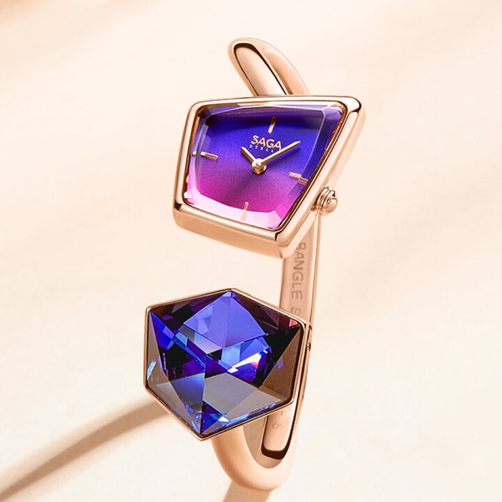 Illusion Crystal Bangle Watch- Rose Gold /Amethyst Crystal