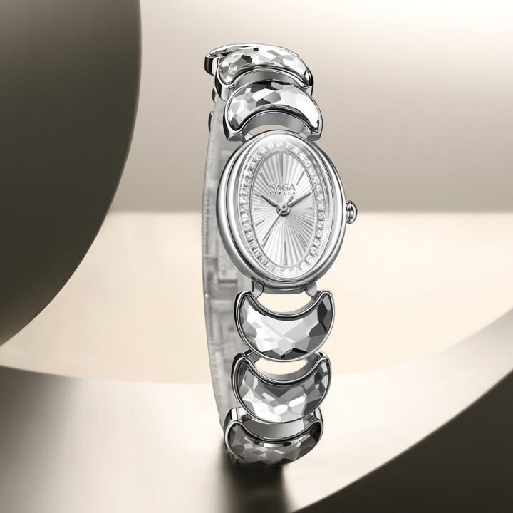 Luna Moon-Shaped Crystals Bracelet Watch - Silver