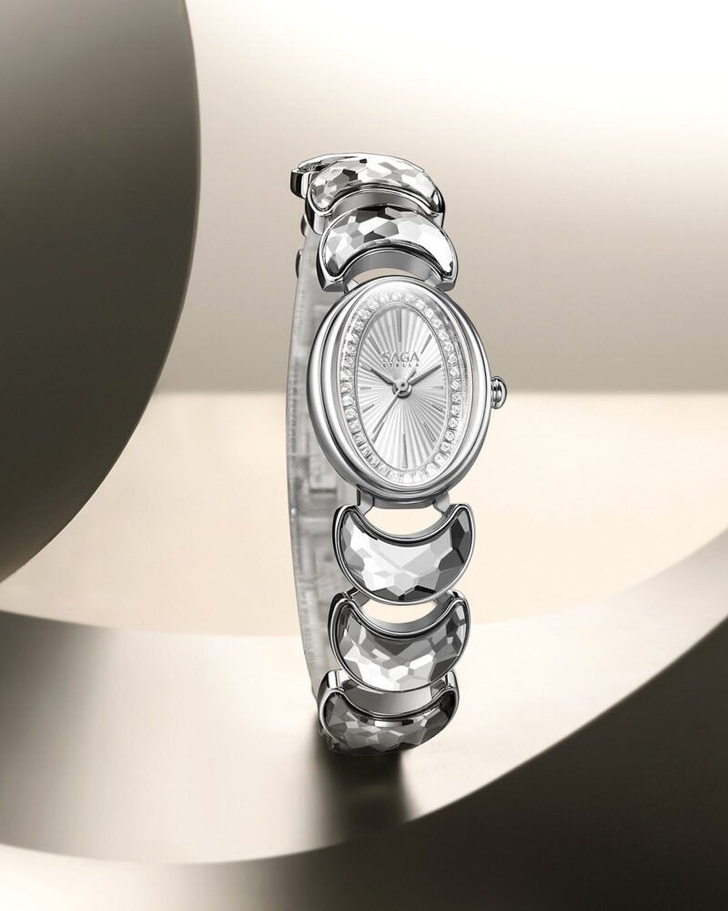 Luna Moon-Shaped Crystals Bracelet Watch  - Silver