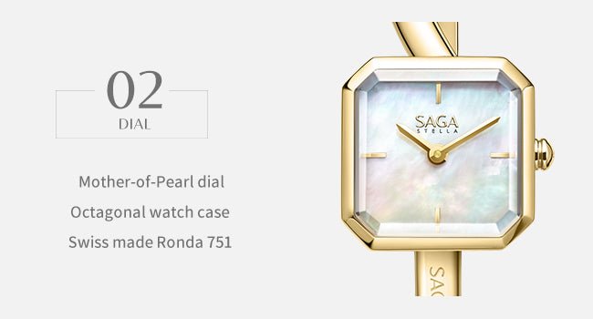 Light of Vendome Cuff Bangle Watch - Pearl/Gold - Image 7 Light of Vendome Cuff Bangle Watch - Pearl/Gold - Image 7