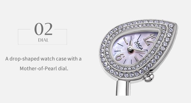SAGA Angel's Eye Crystal Bracelet Watch — Silver White - Image 7