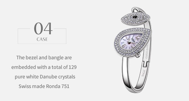 SAGA Angel's Eye Crystal Bracelet Watch — Silver White - Image 9
